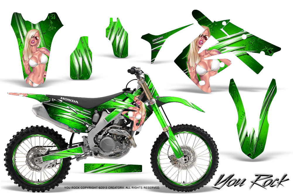 Honda CRF250 10-12 CRF450 09-12 Graphics Kit You Rock Green NP Rims